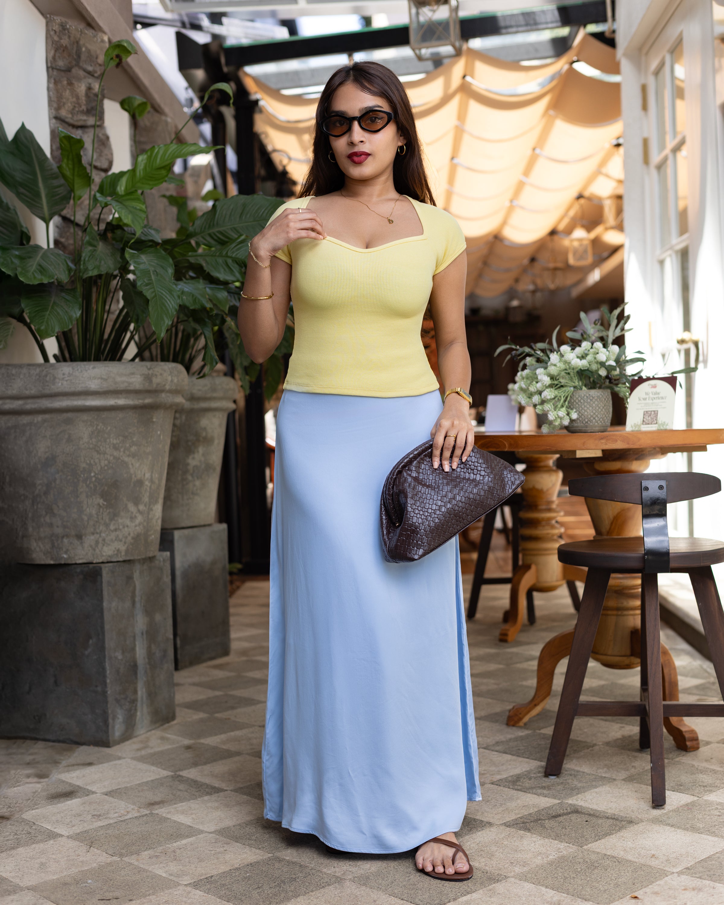 Silvia Sweetheart Ribb Top - Butter Yellow
