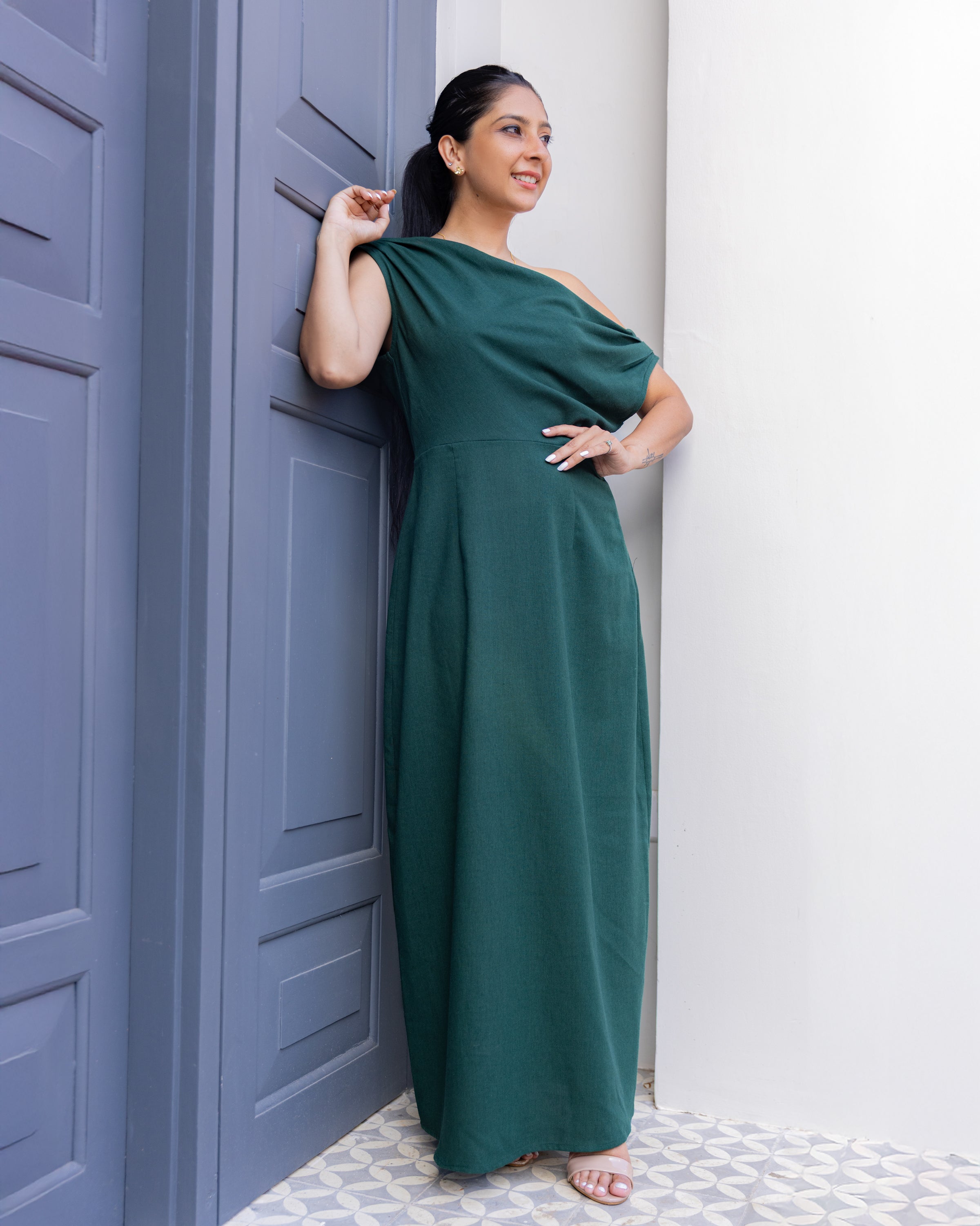 Lilith Off Shoulder Maxi Dress - Green