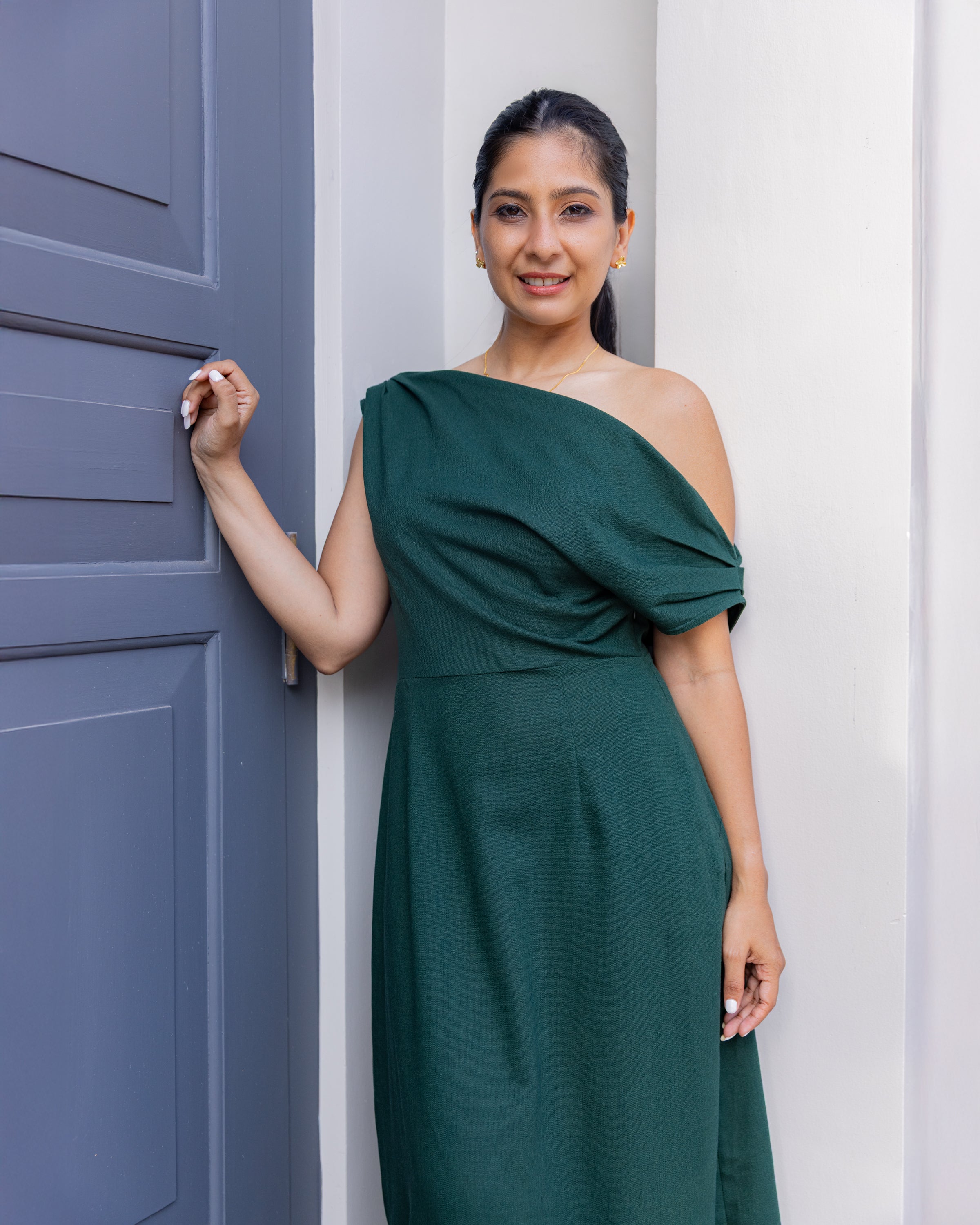 Lilith Off Shoulder Maxi Dress - Green