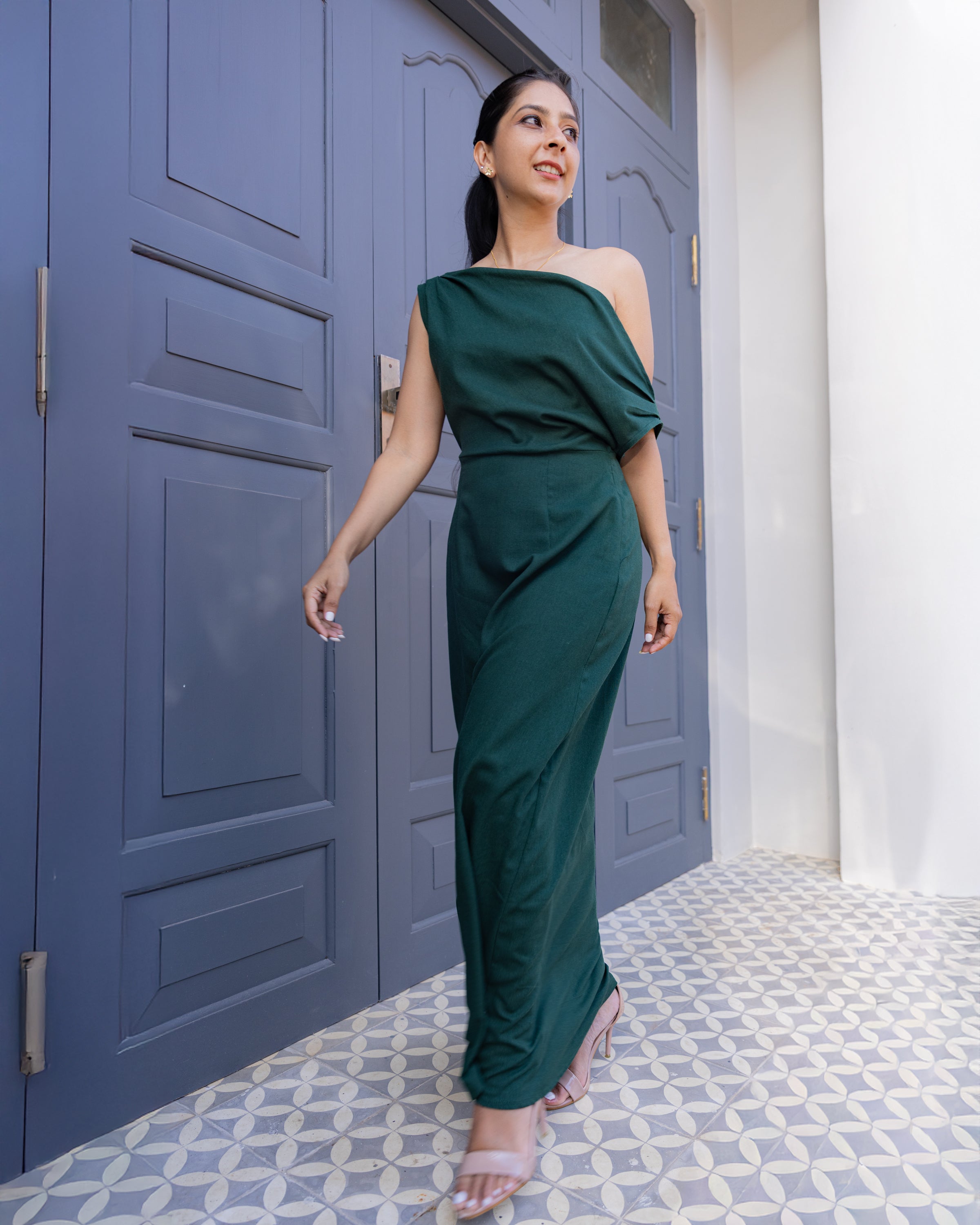 Lilith Off Shoulder Maxi Dress - Green