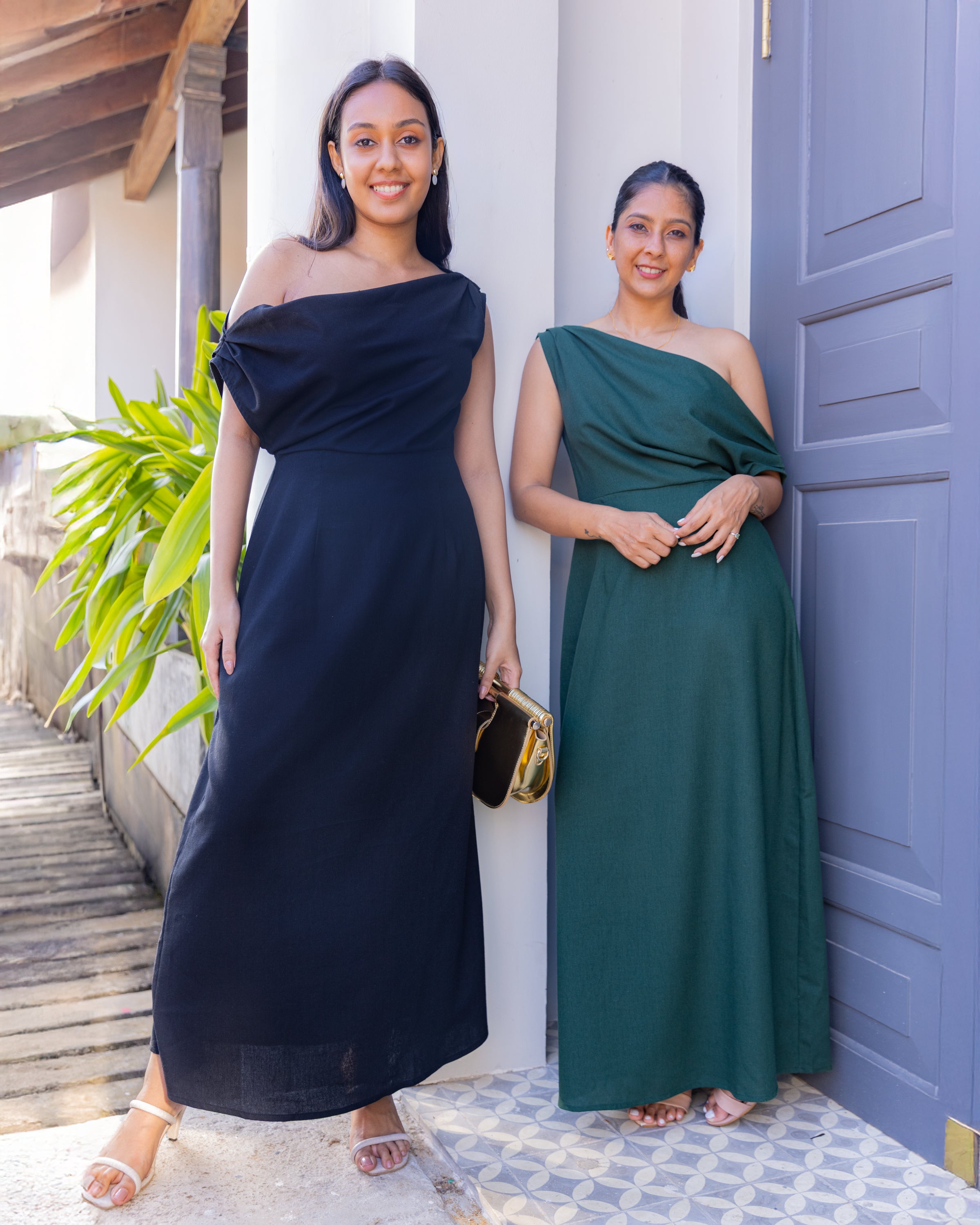 Lilith Off Shoulder Maxi Dress - Green