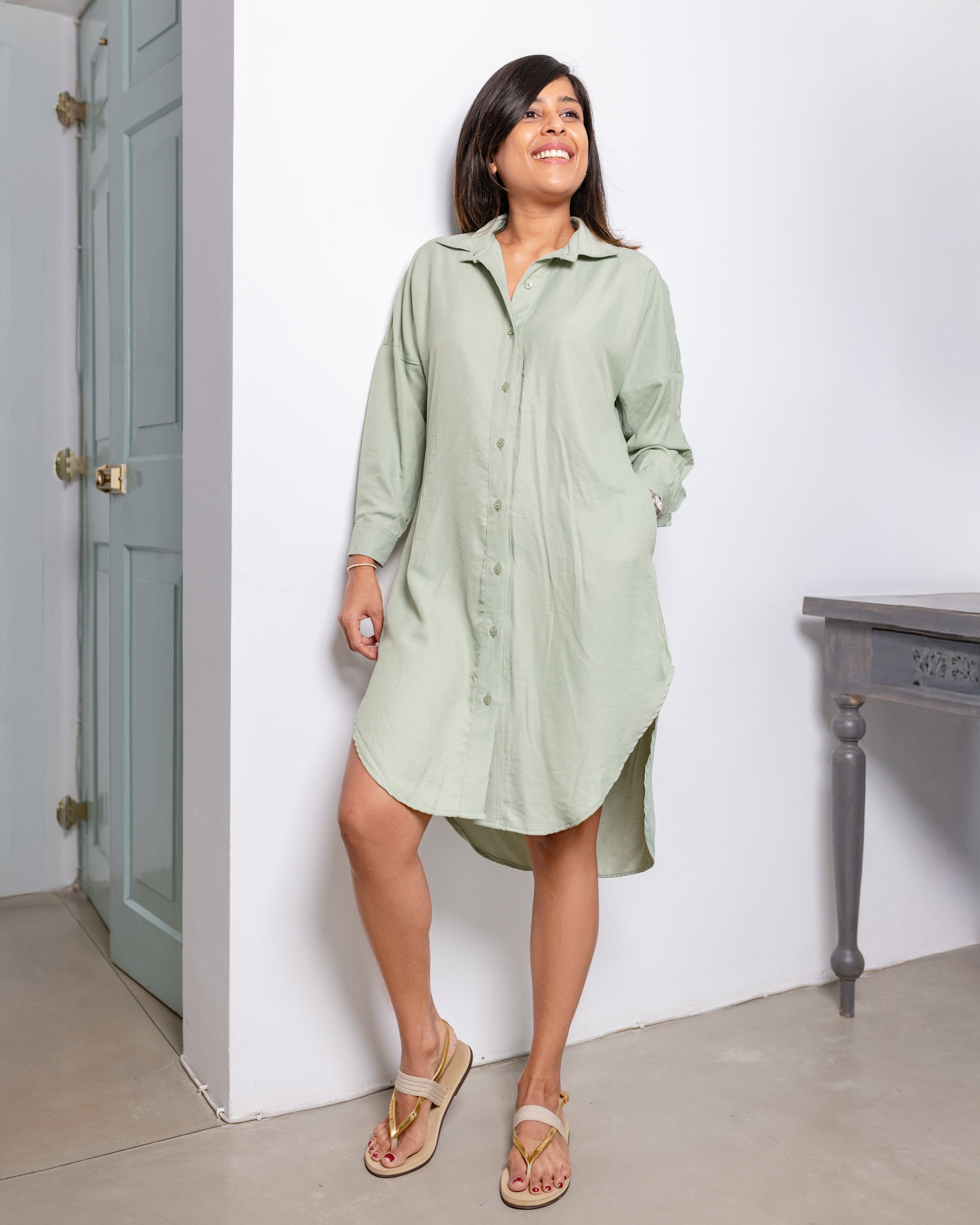 Brooke Oversized Shirt/ Shirt Dress- Mint