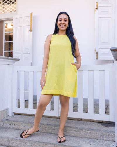 Of Cosy Linen Shift Dress - Yellow