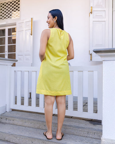 Of Cosy Linen Shift Dress - Yellow