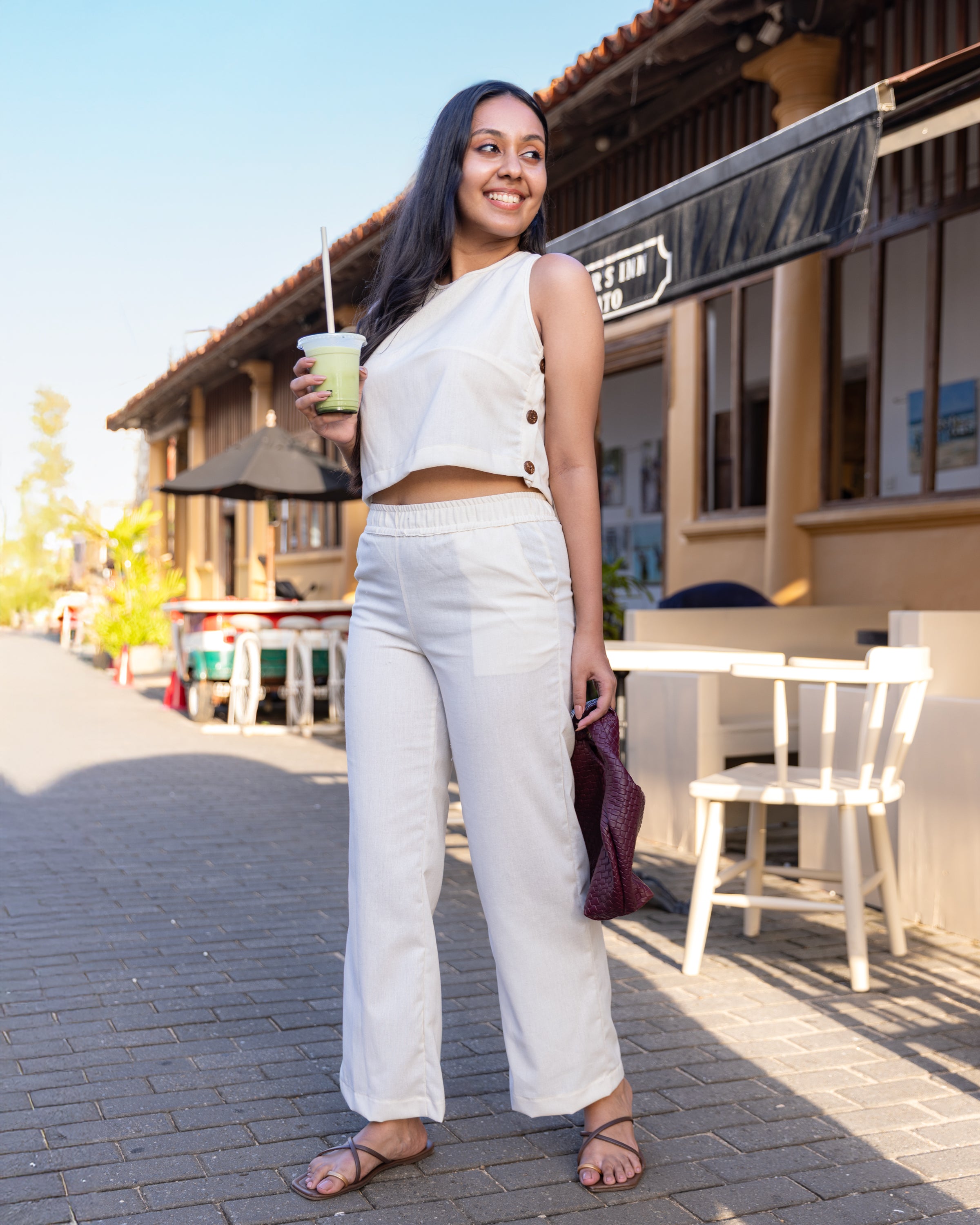 Vienna Linen Slip on Pant - Ivory