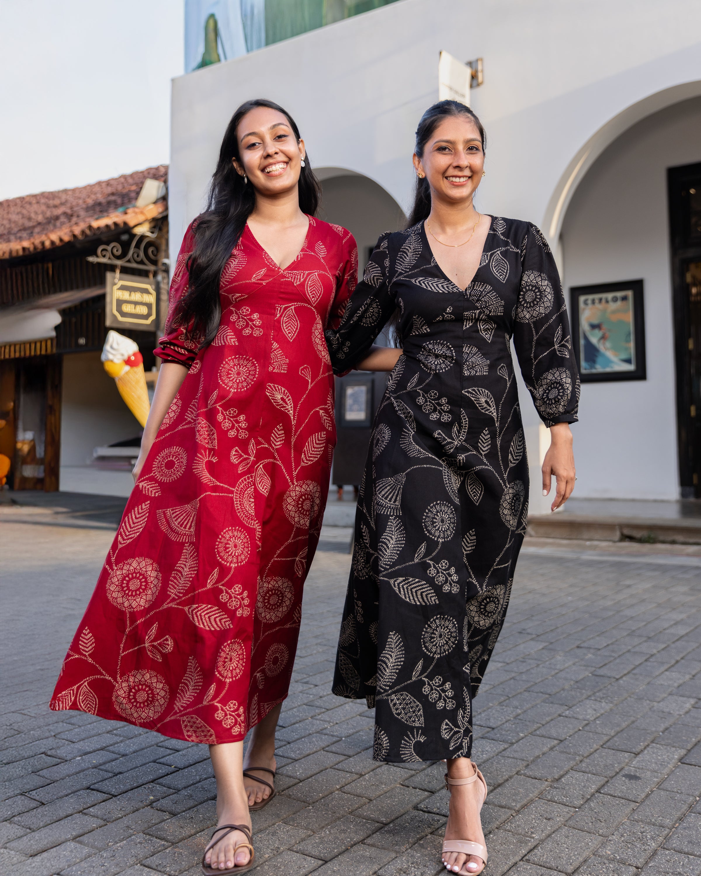 Aaliya Printed Ethnic Kurtha Dress - Red Printed