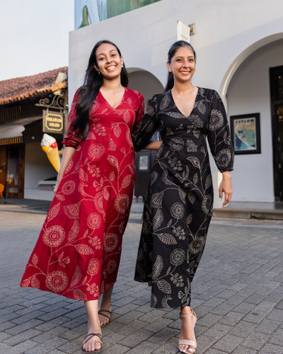 Aaliya Printed Ethnic Kurtha Dress - Red Printed