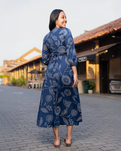 Aaliya Printed Ethnic Kurtha Dress - Blue Printed