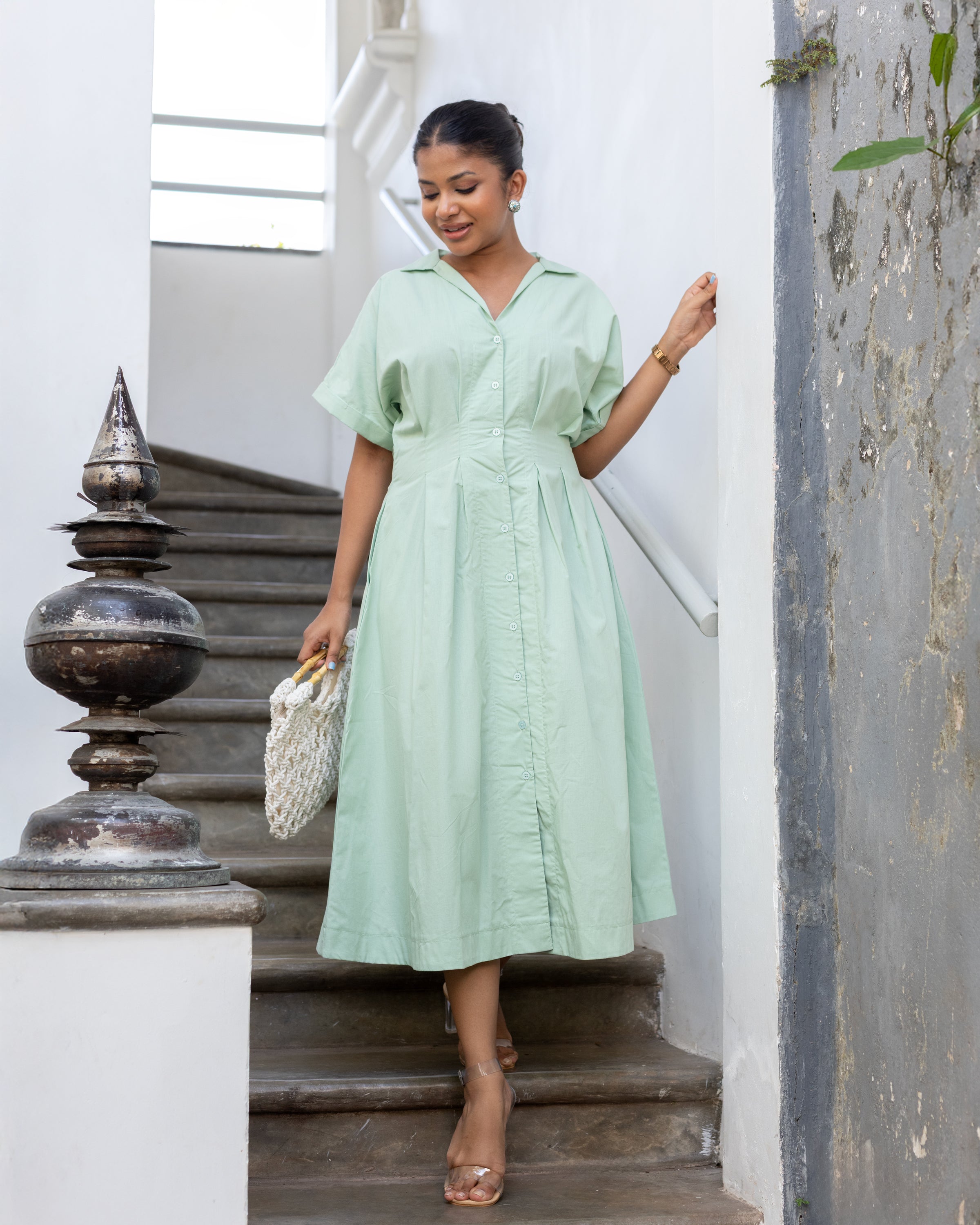 cotton pleated dress Dahlia Cotton Pleated Midi Dress