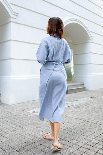 Oprah Trench Coat- Blue Stripe