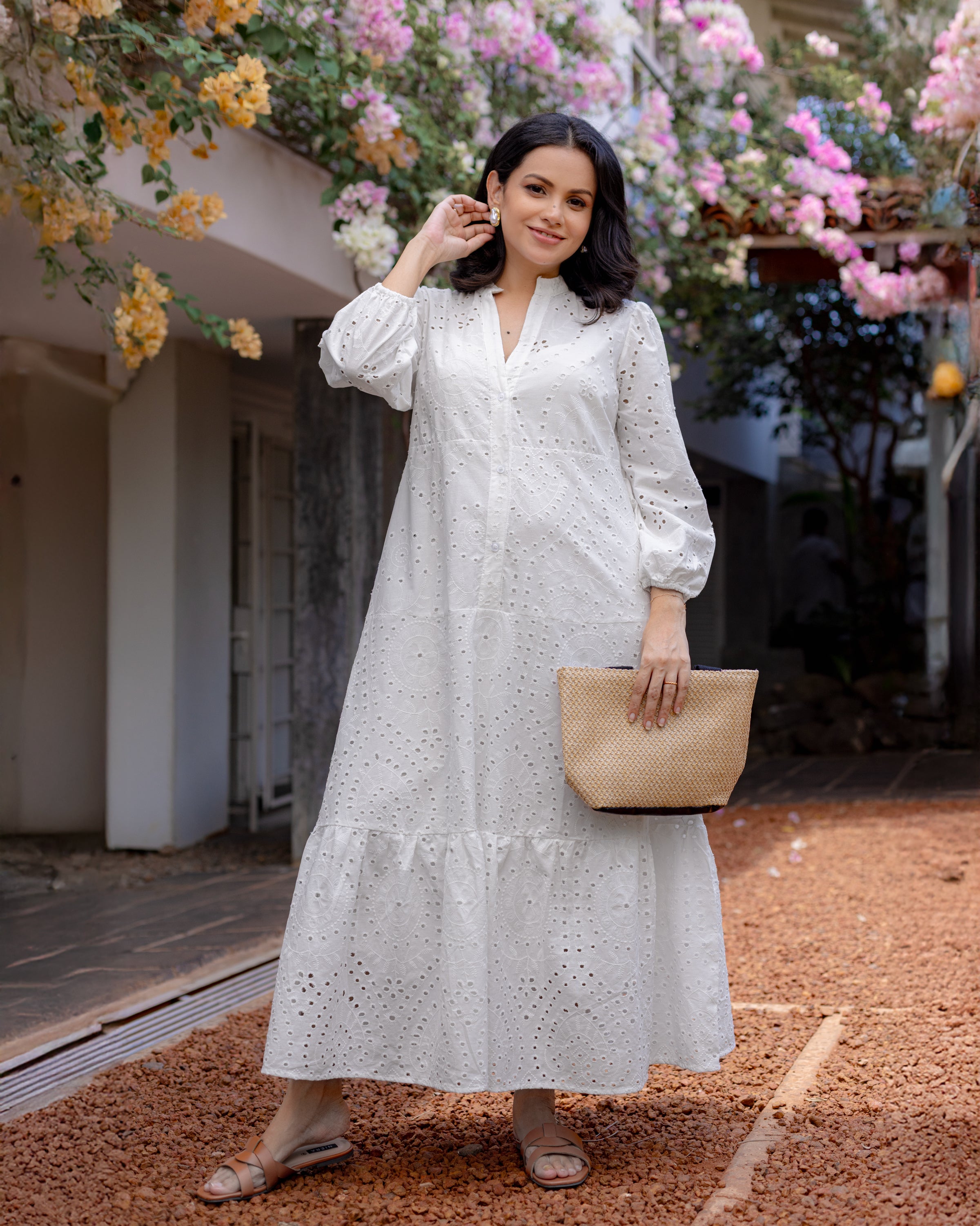 Love Dove Cutlon Maxi Dress with Petticoat - White