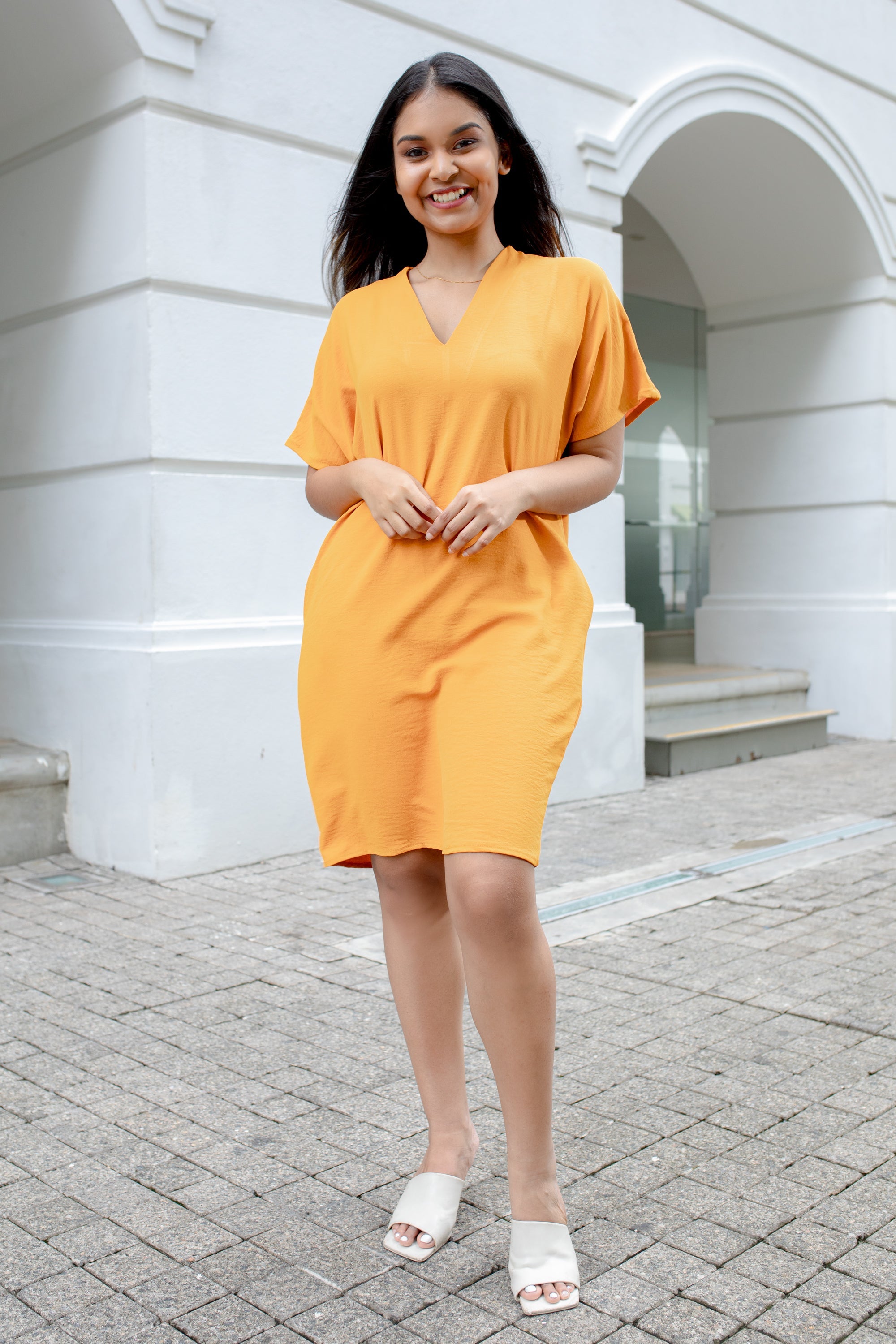 Yellow shift hot sale dress