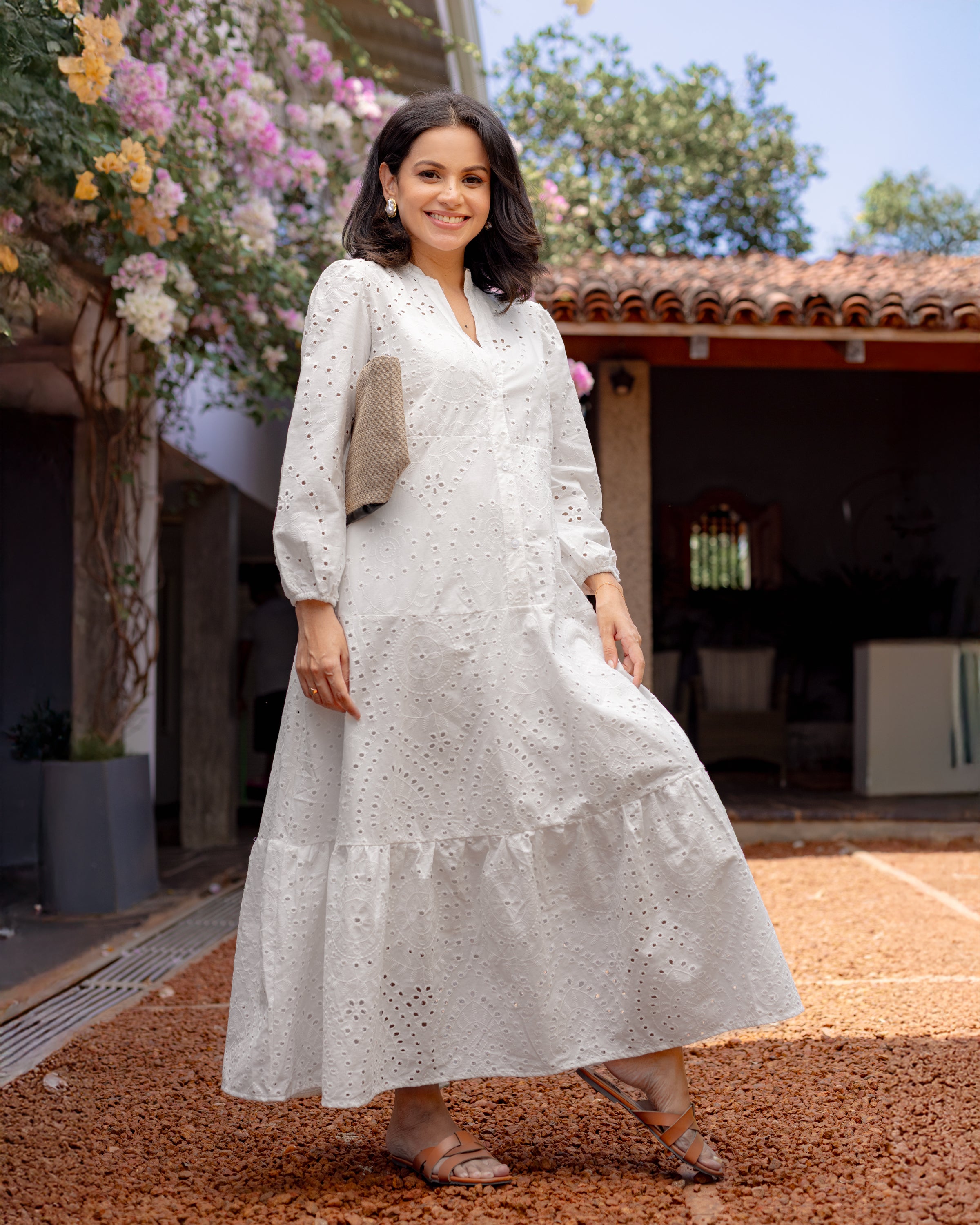 Love Dove Cutlon Maxi Dress with Petticoat - White