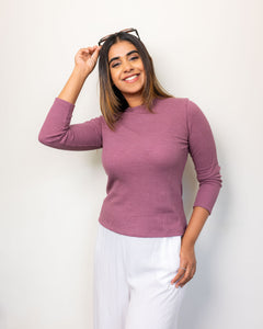 Maeve Knitted Workwear Top- Mulberry