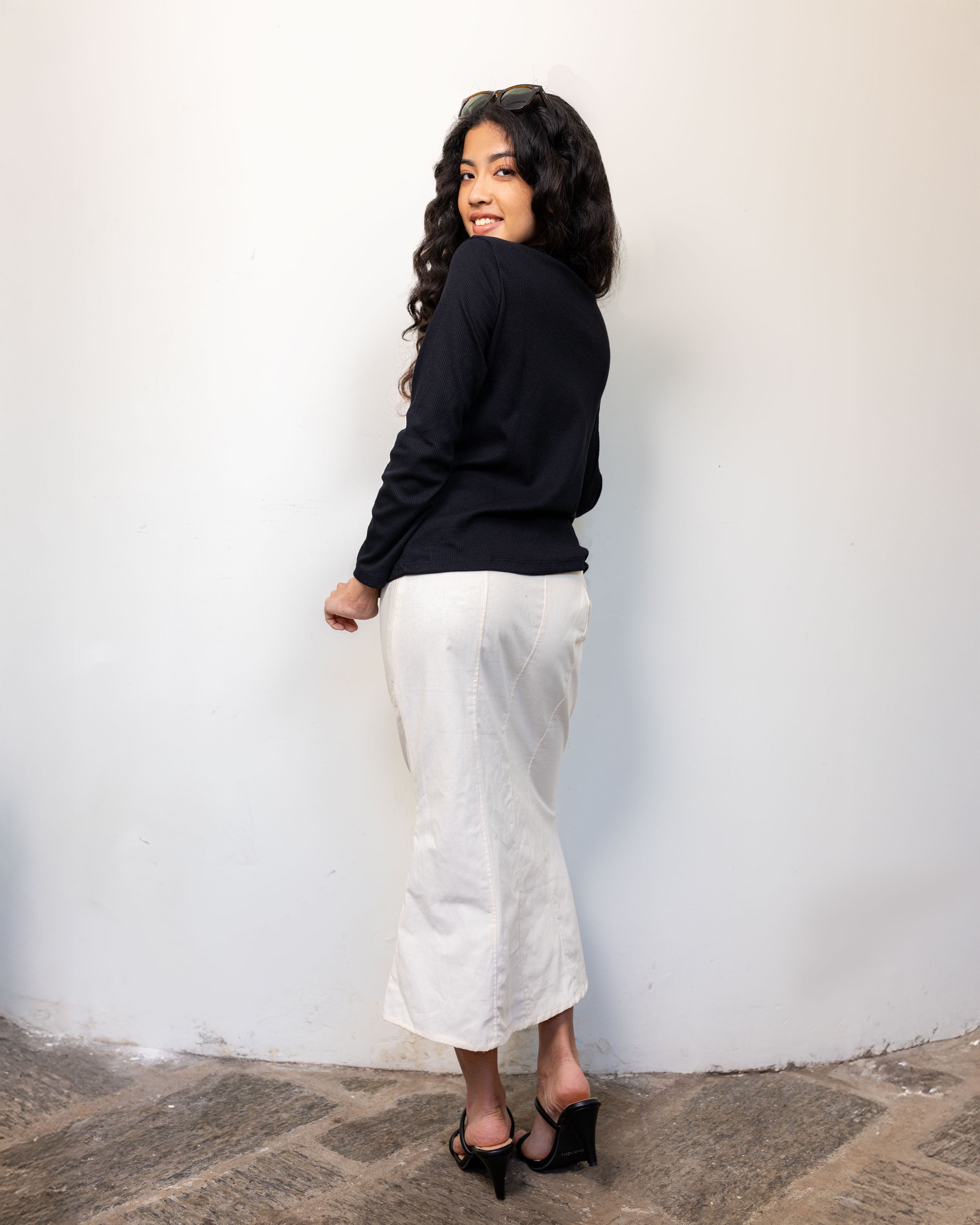 Maeve Knitted Workwear Top- Black