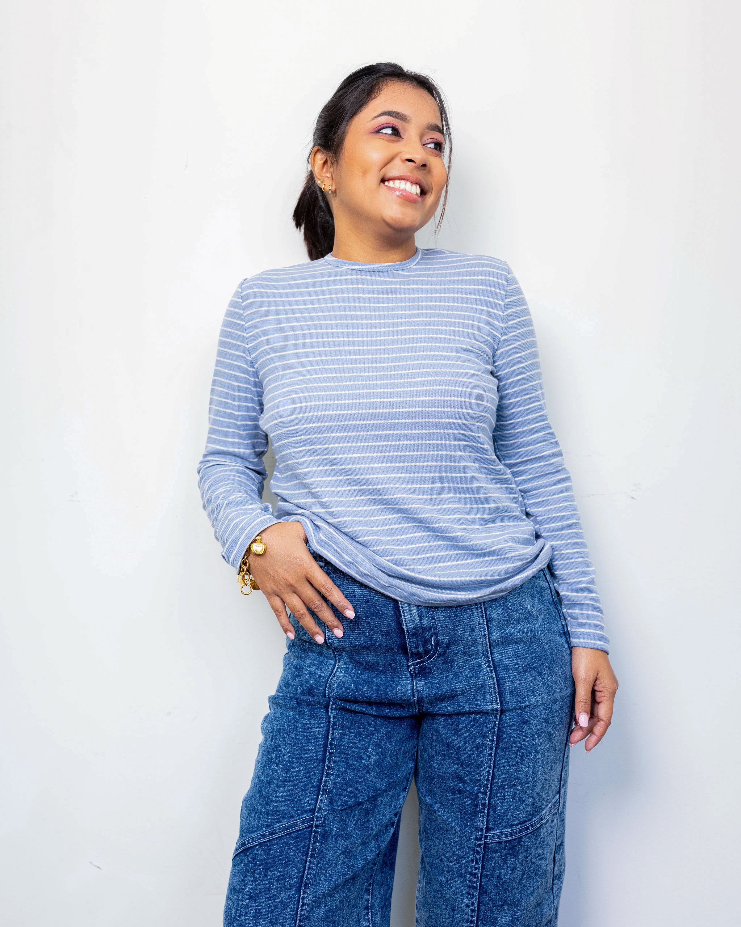 Maeve Knitted Workwear Top- Stripe