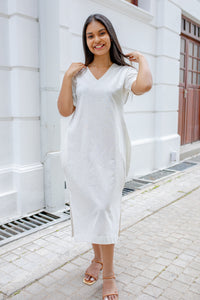 Divinely White Linen Shift Dress
