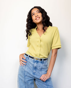 Kai Knitted Workwear Top - Lemon