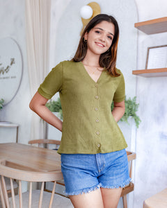 Kai Knitted Workwear Top - Olive