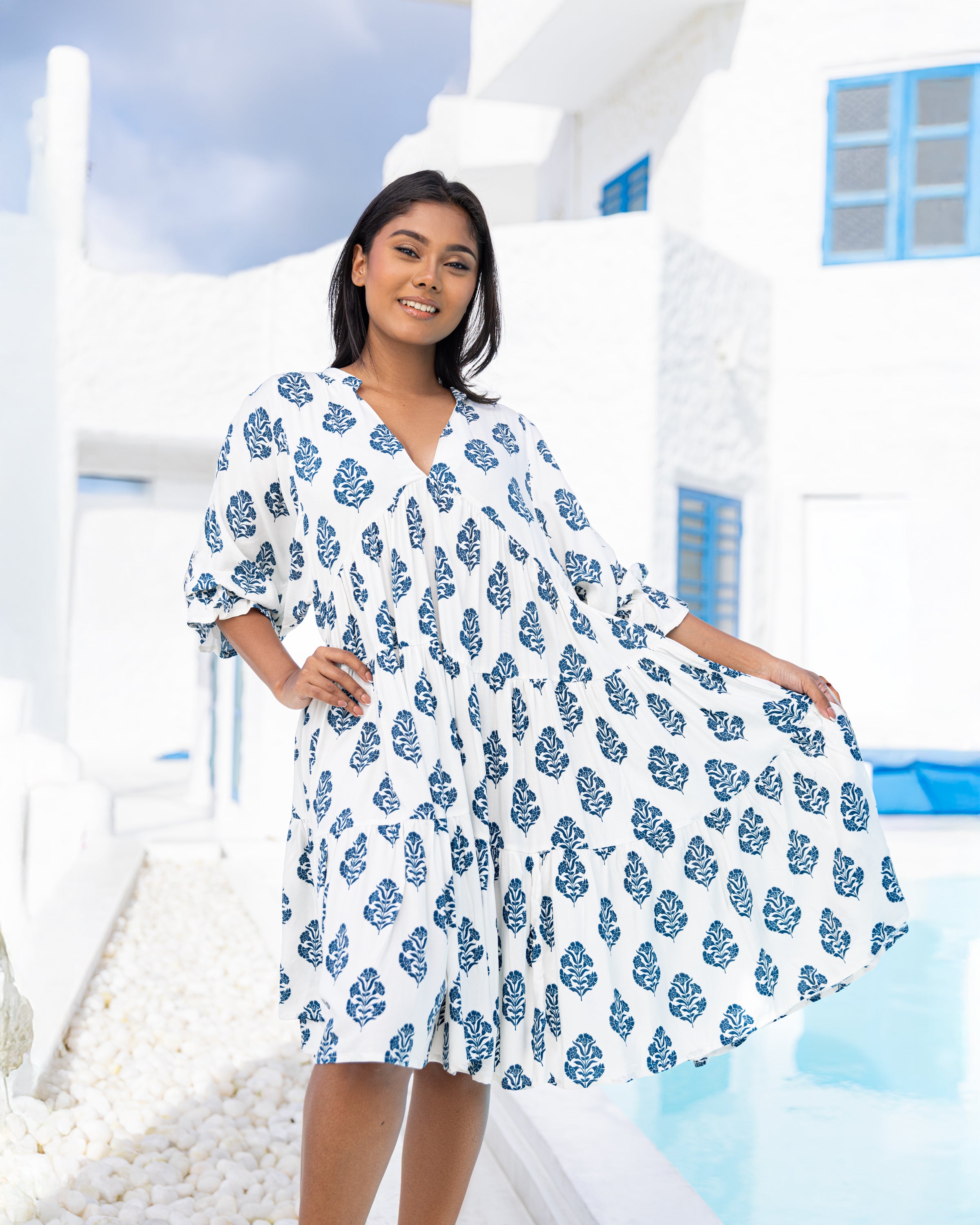 Azura Midi Dress - White