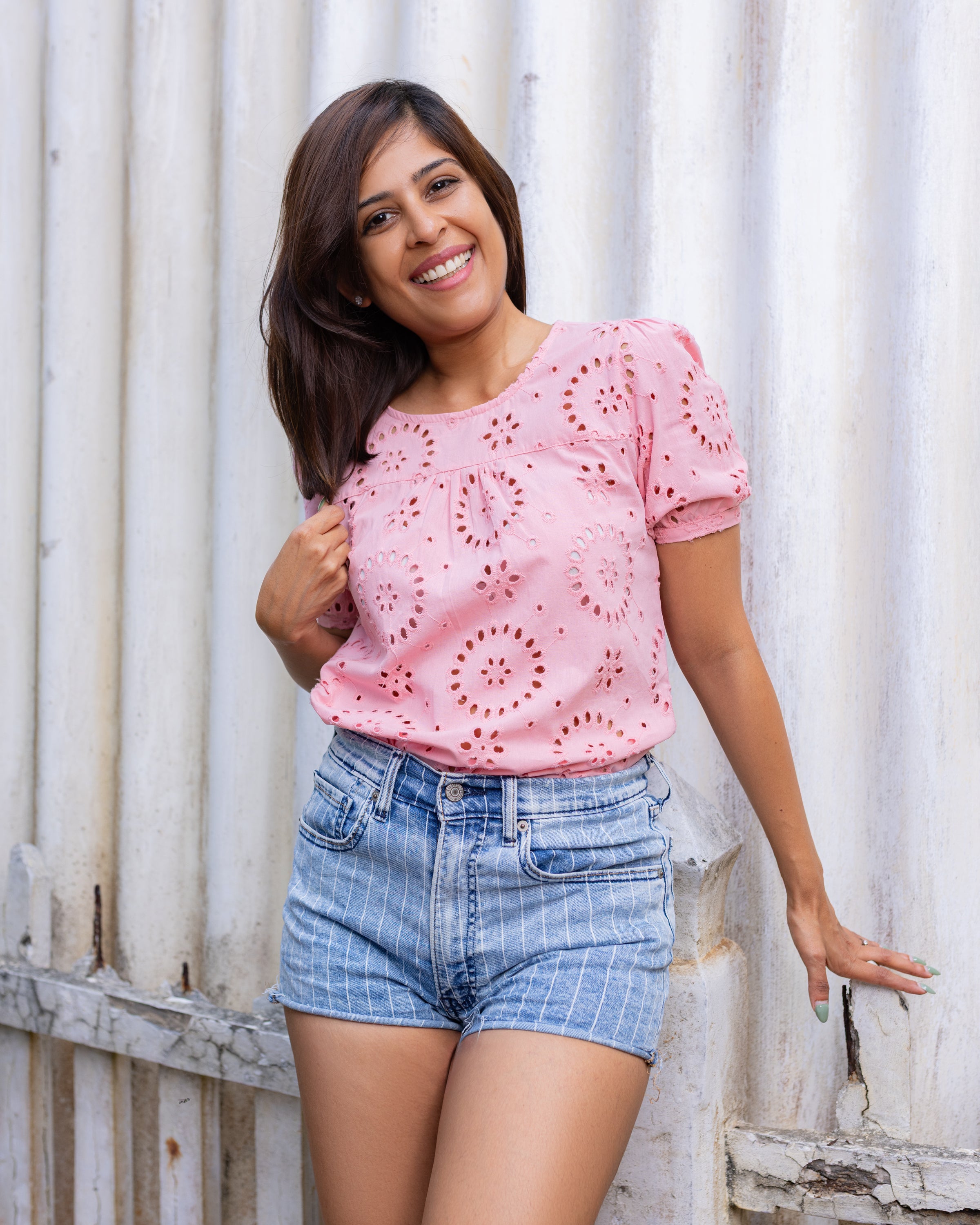 Laila Cutlon Top -Pink