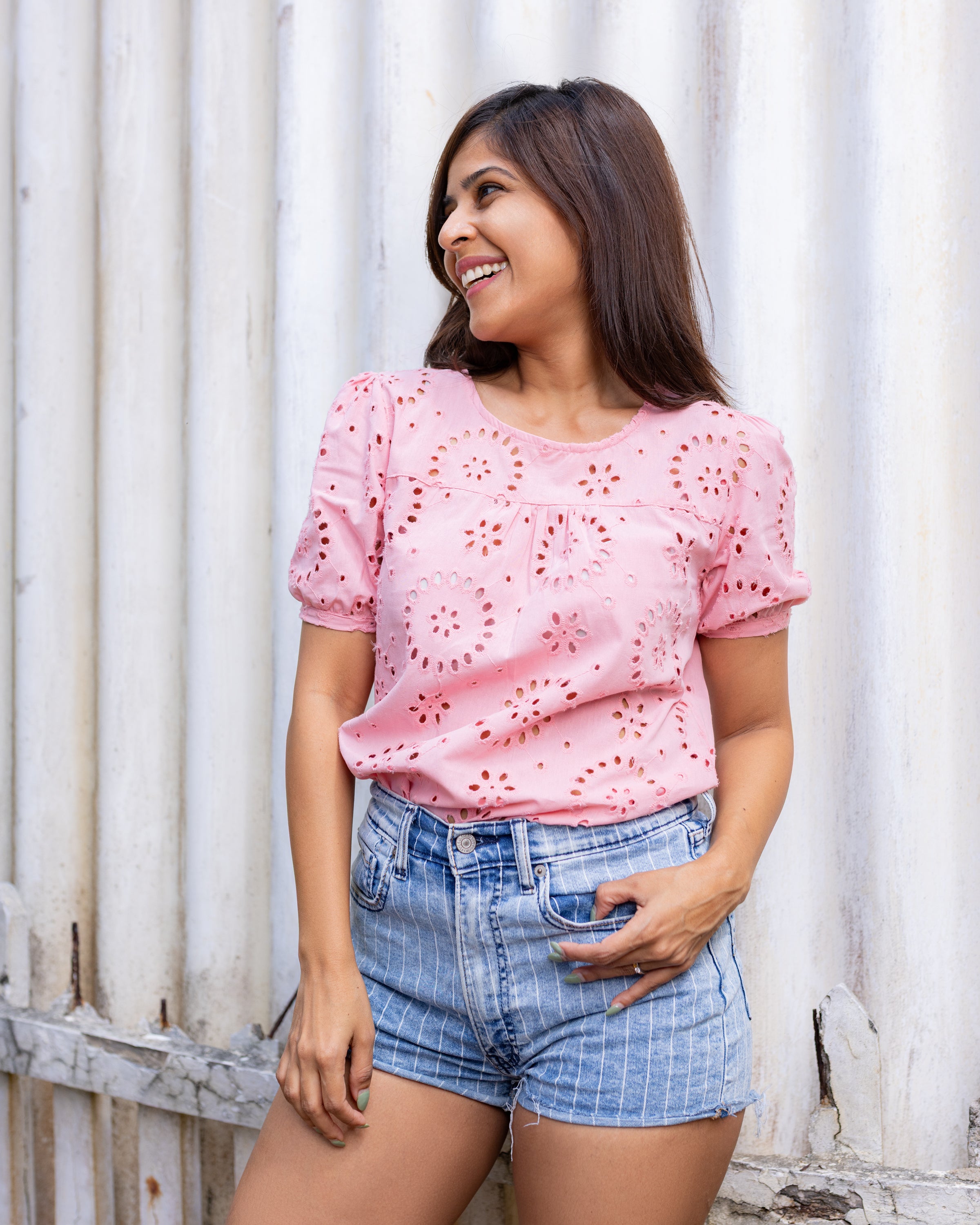 Laila Cutlon Top -Pink