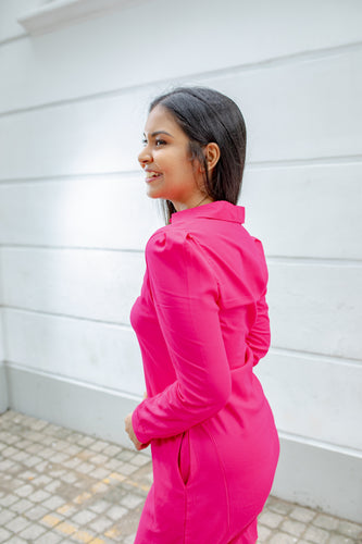 Pamela Shirt Dress- Hot Pink