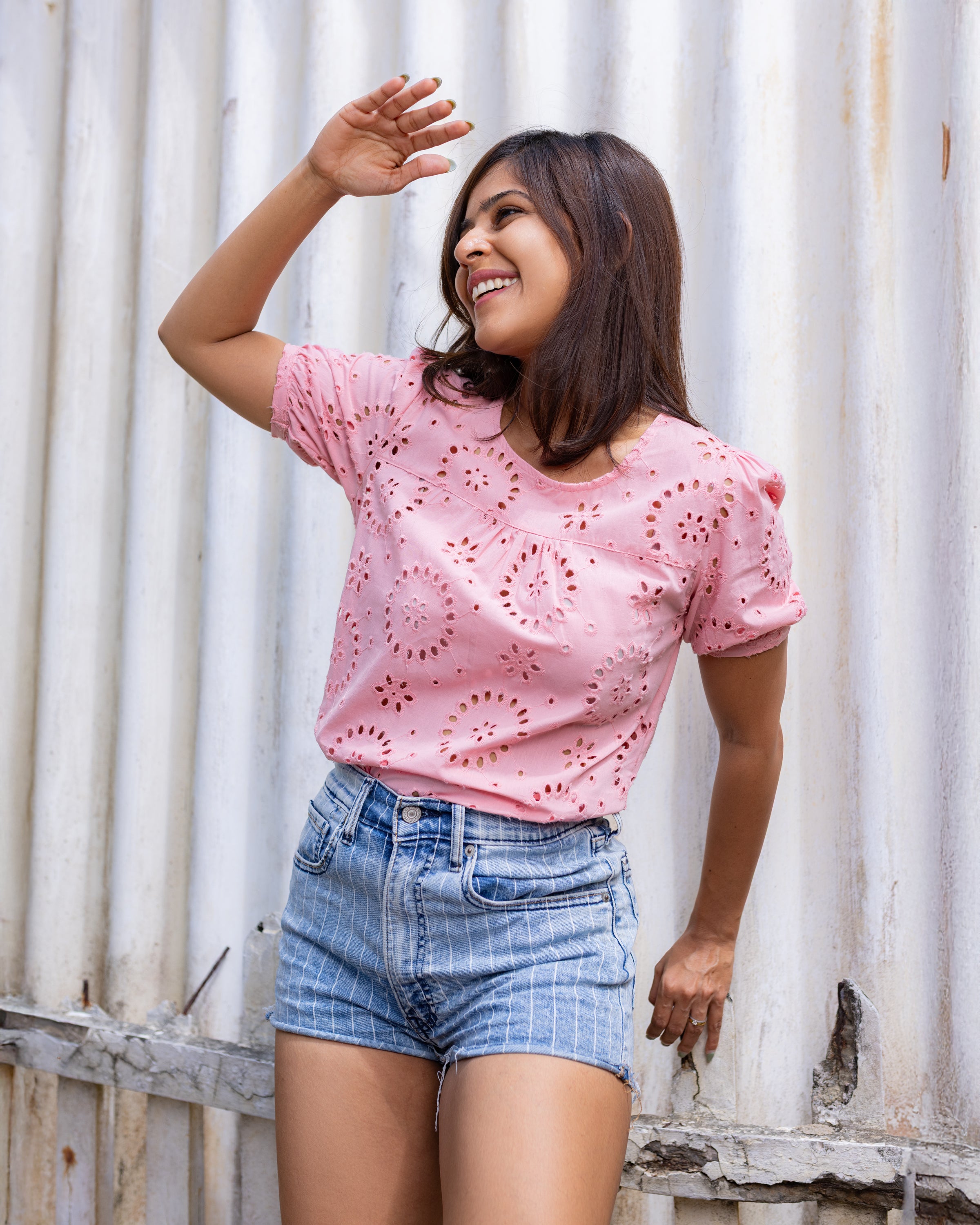 Laila Cutlon Top -Pink