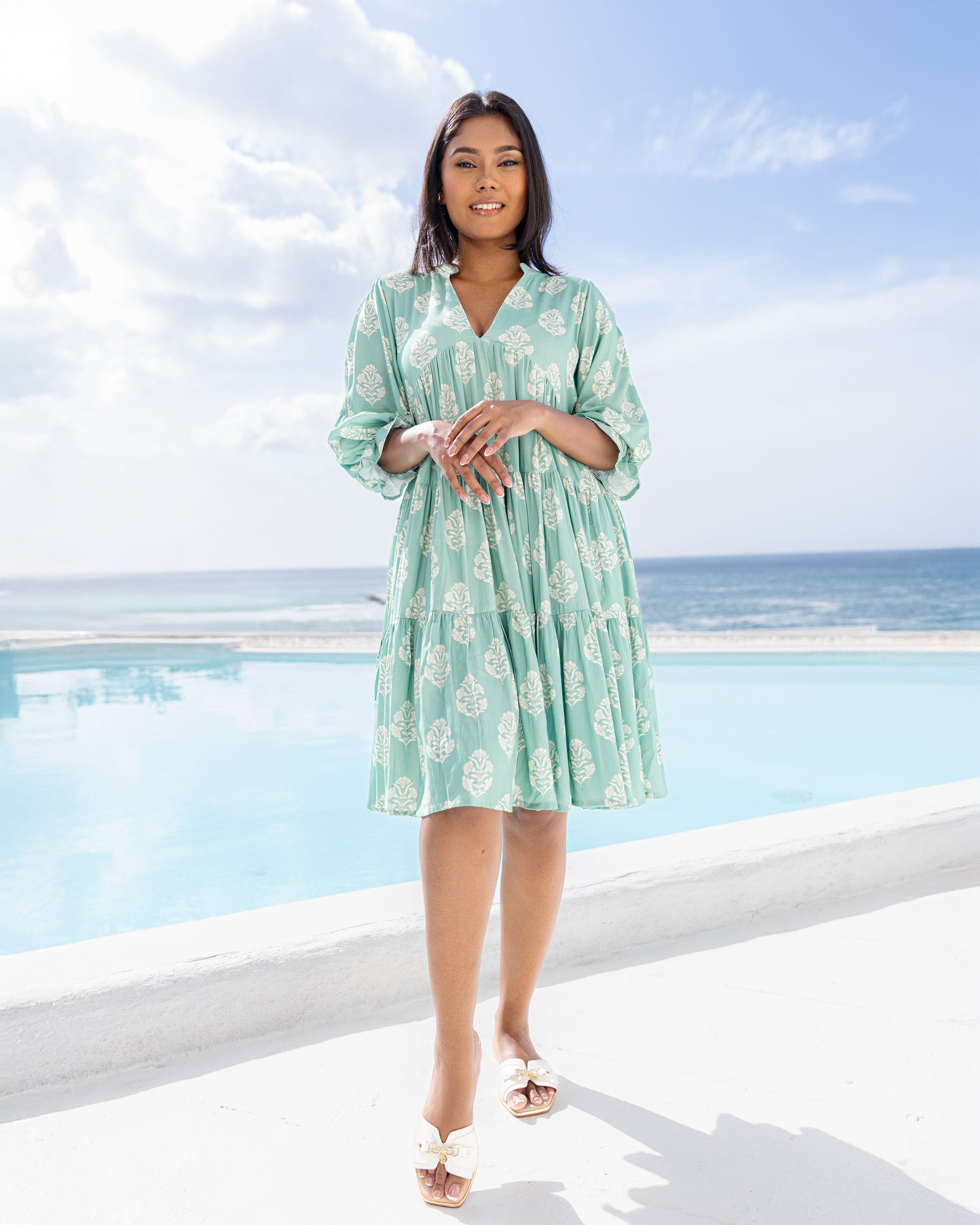 Azura Midi Dress -Green