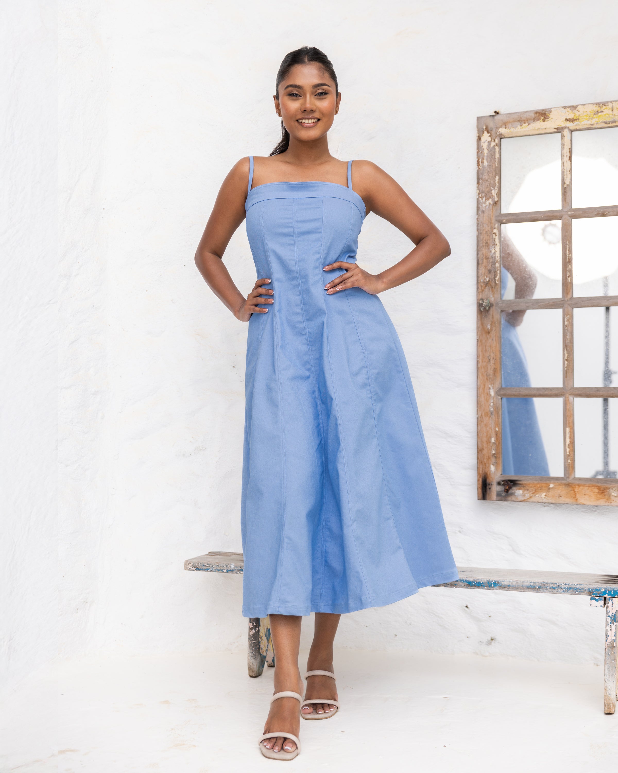 Montana Denim  Midi Dress - Light Blue