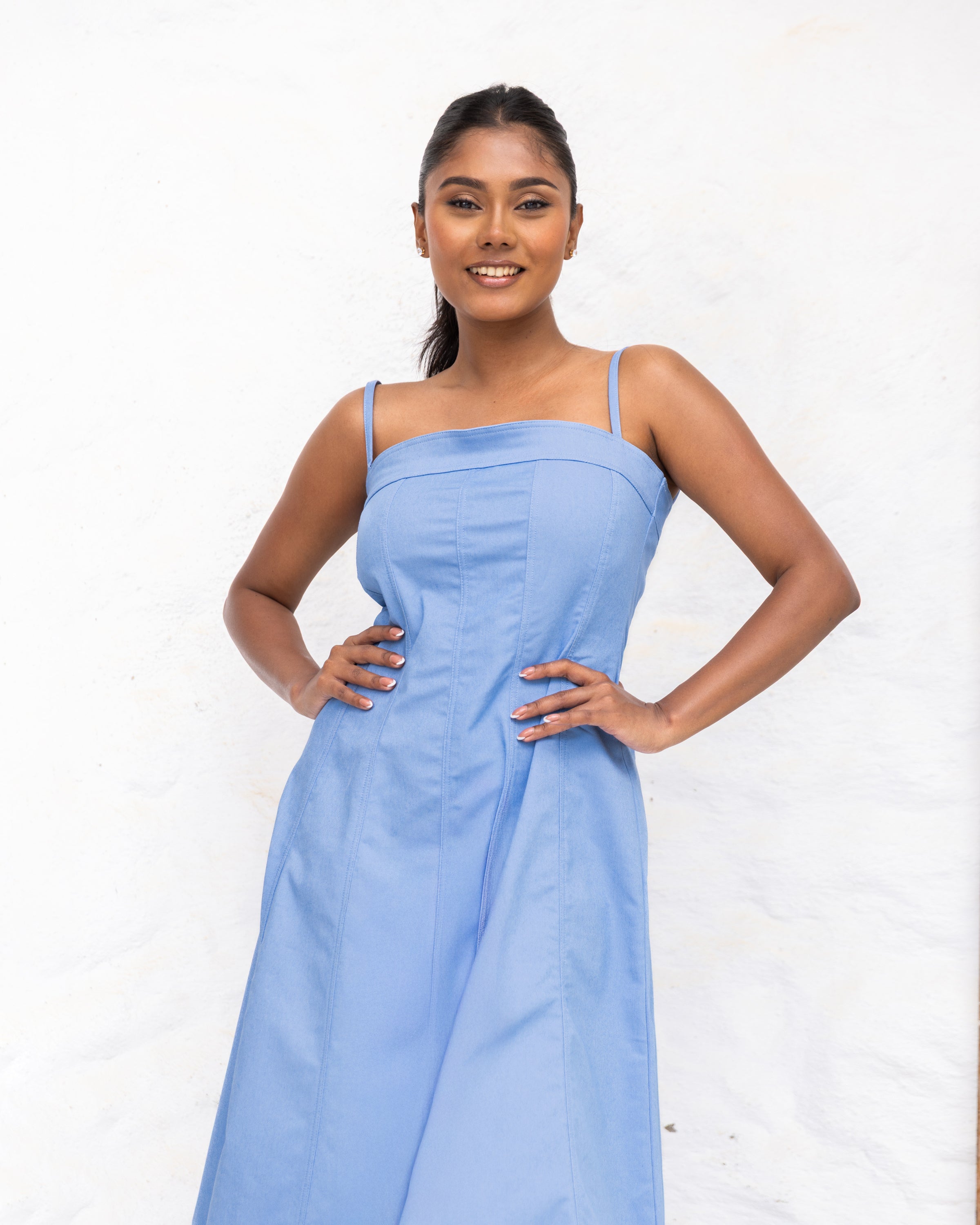Montana Denim  Midi Dress - Light Blue