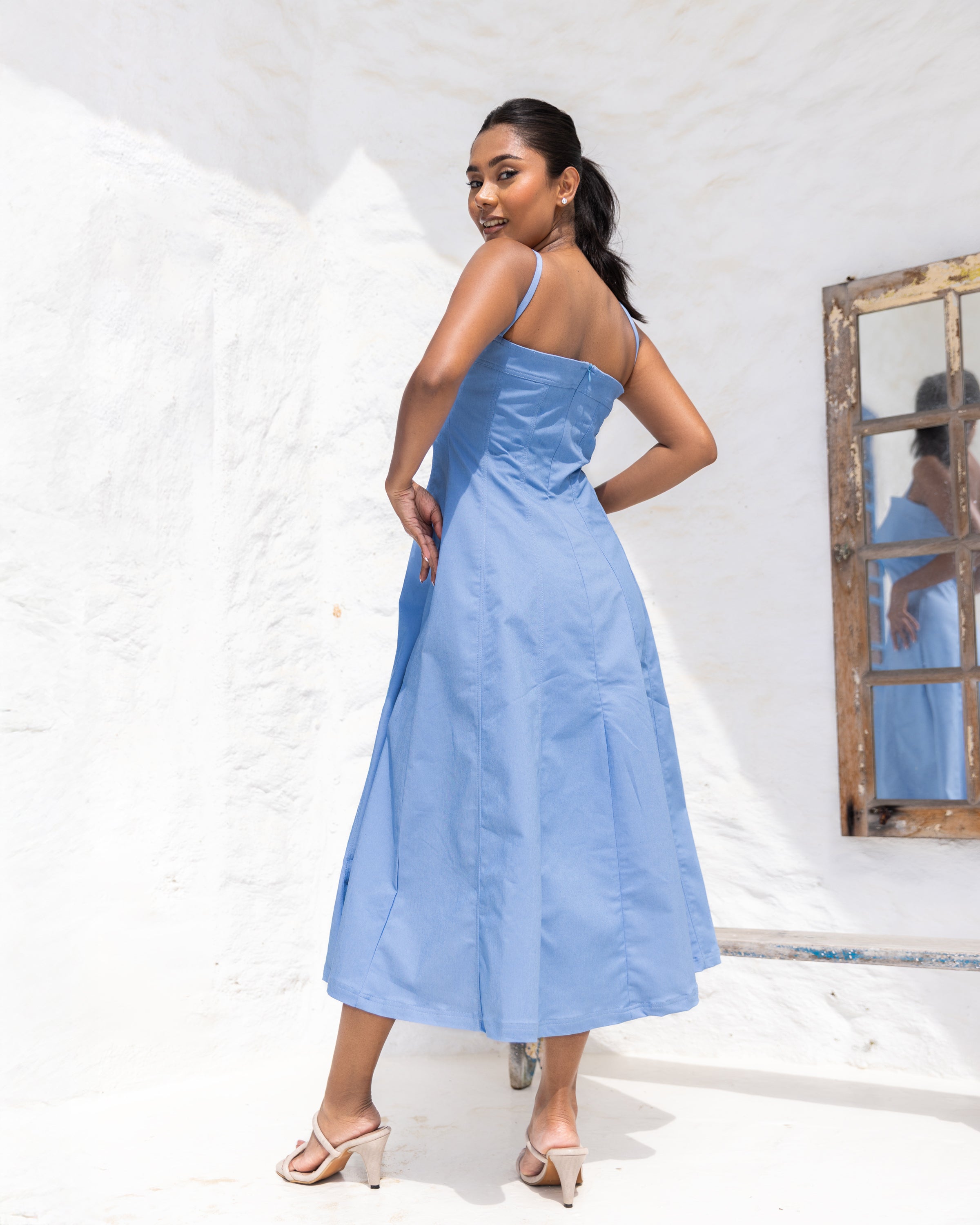 Montana Denim  Midi Dress - Light Blue