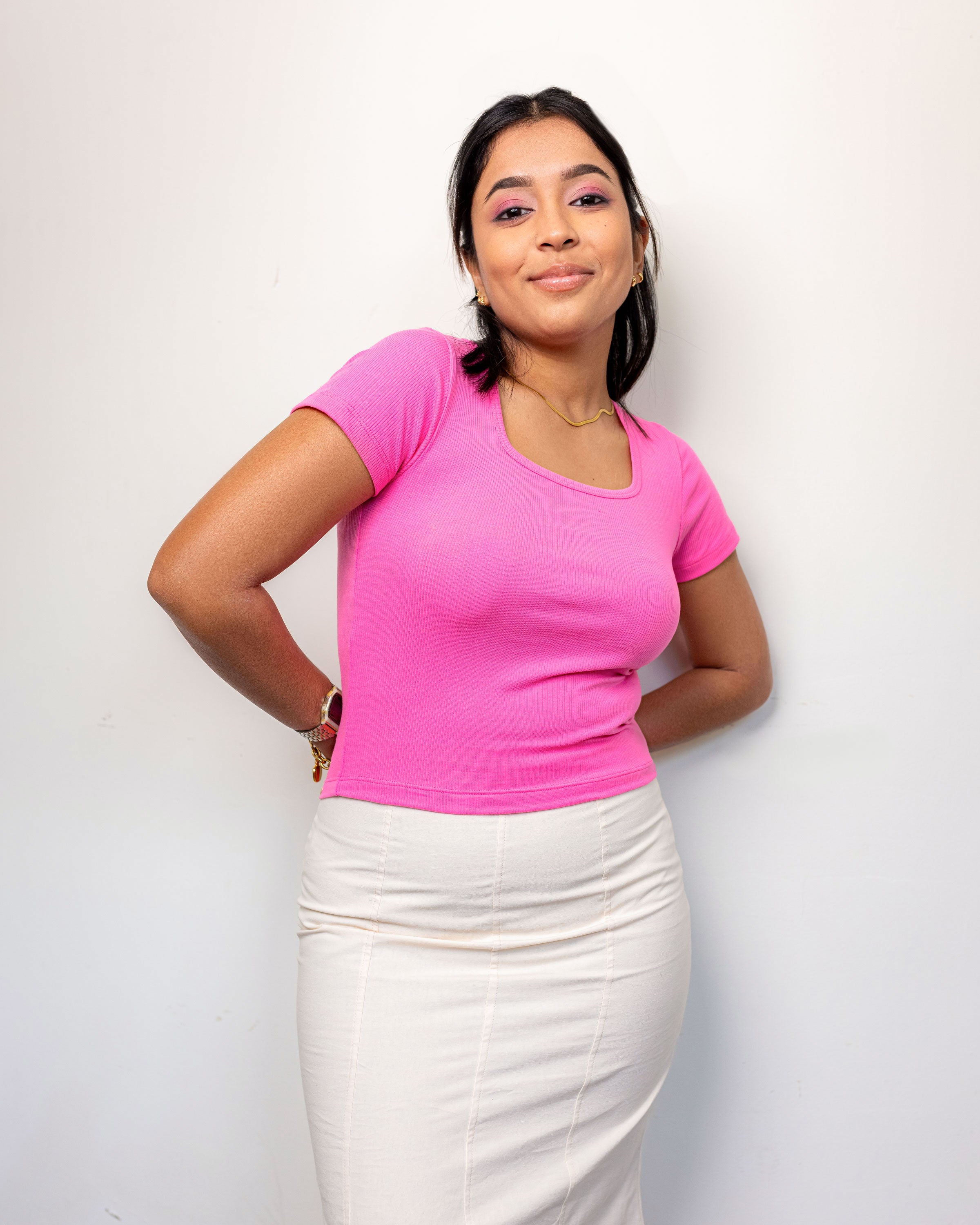 Just Ribb It Ribbed Top -Neon Pink