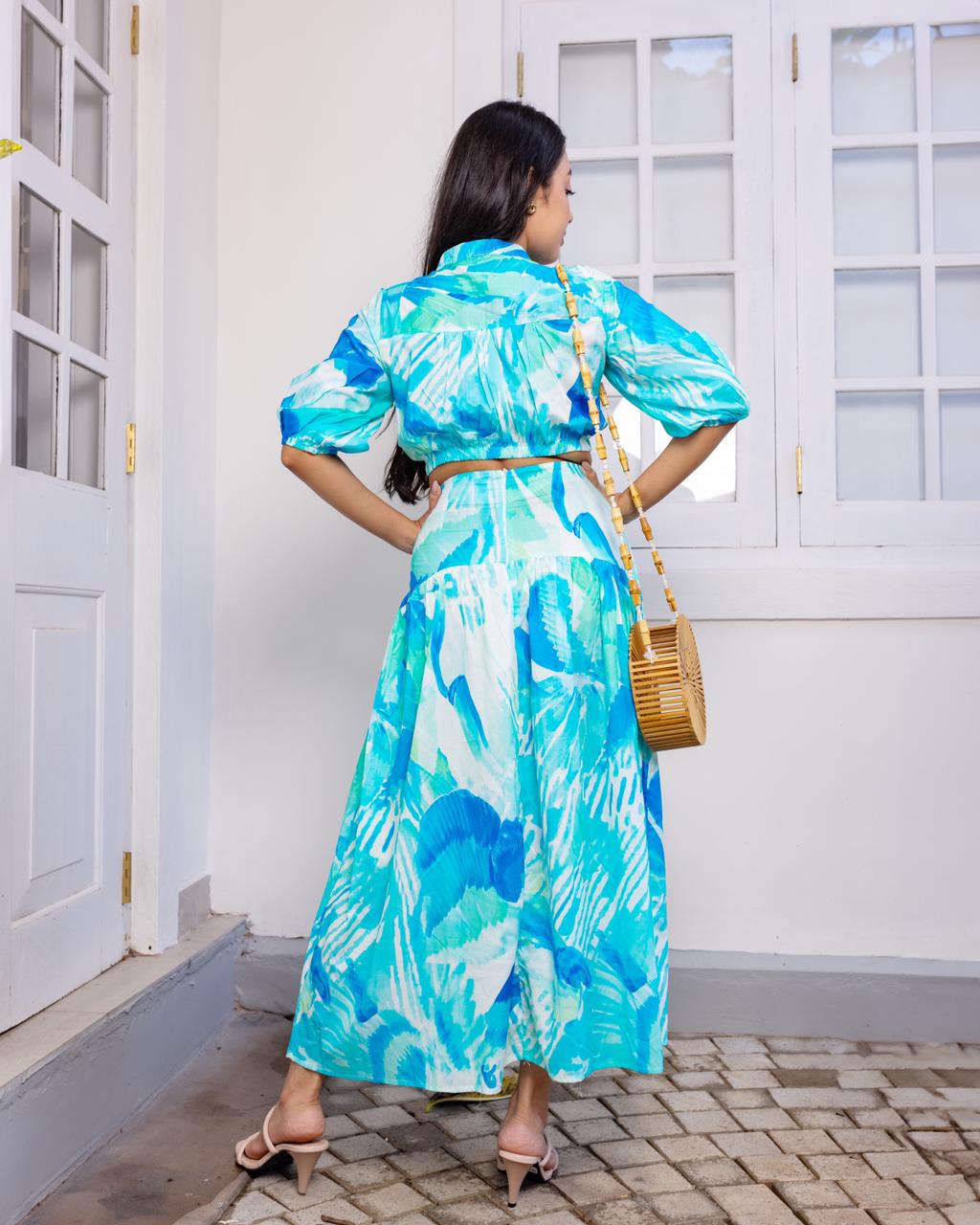 Quinn Crop Top- Aqua