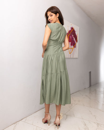 Enchante Cotton Maxi Dress - Sage Green