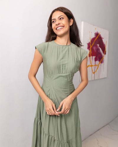 Enchante Cotton Maxi Dress - Sage Green