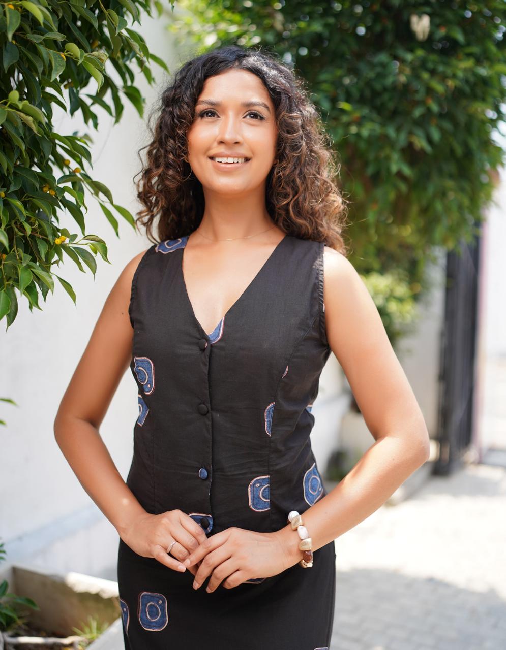 Shuba Abstract Printed Top - Black