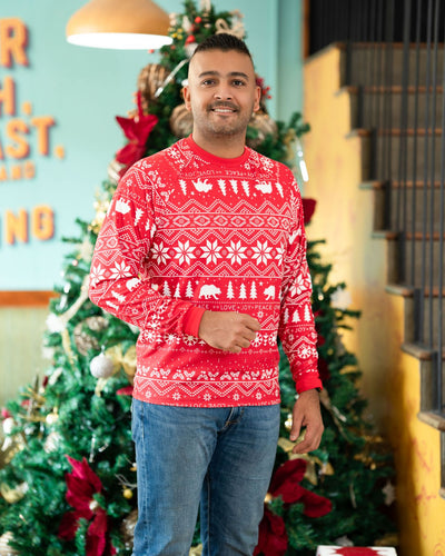 Merry Red Knitted Sweater - Adults