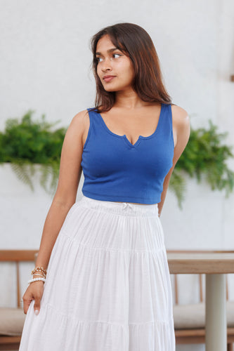 Winnie Ribb Crop Top - Blue