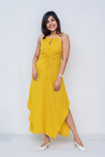 Mind Blowing You Halter Maxi Dress -Yellow
