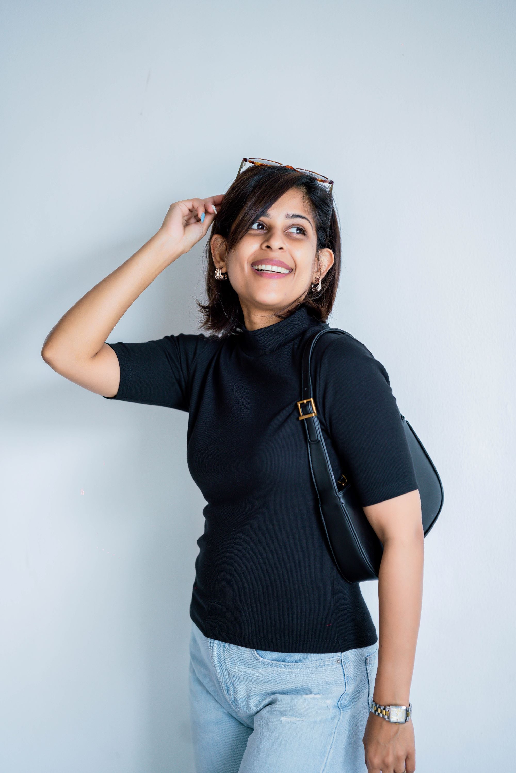 Clara High Neck Ribbed Top