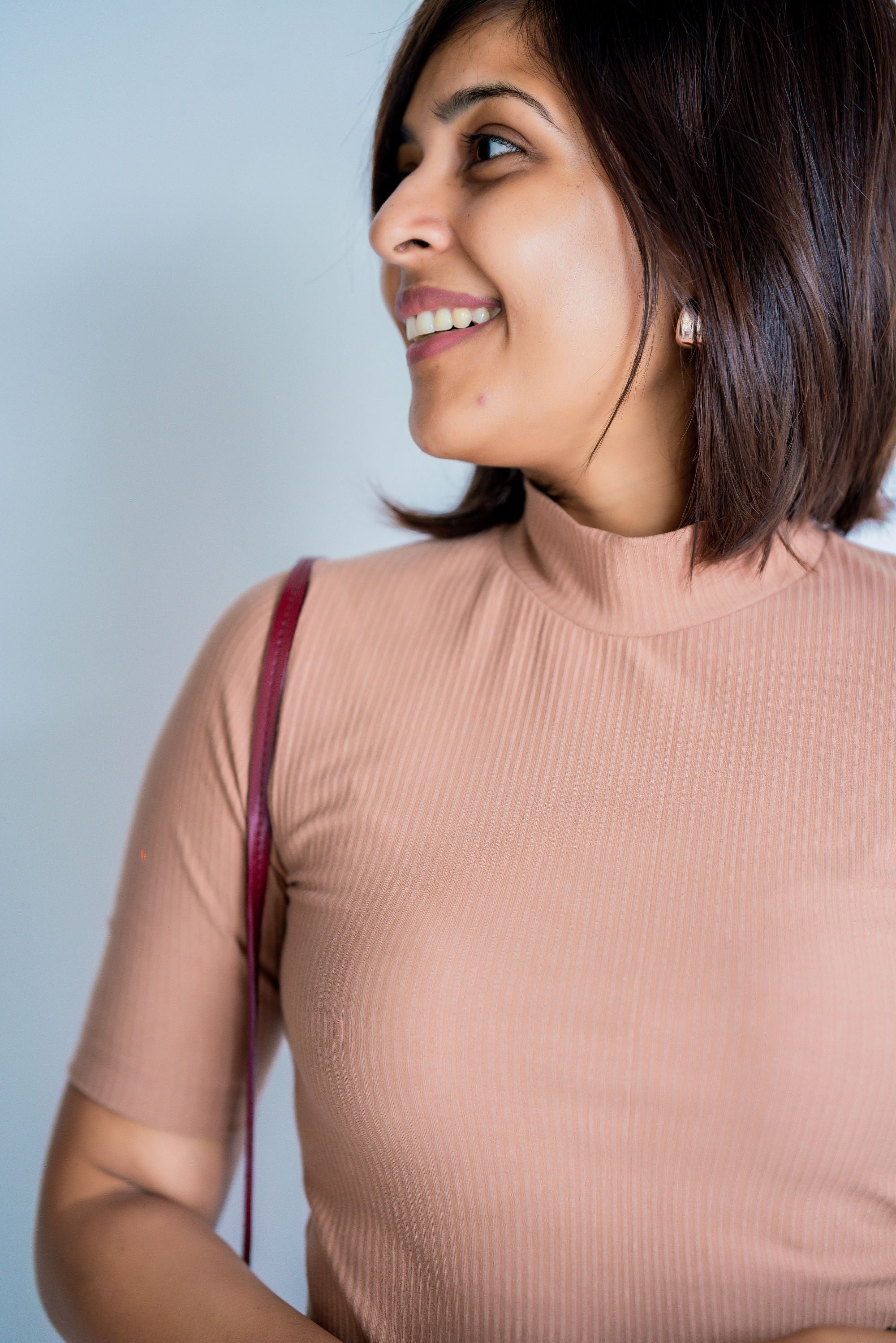 Clara High Neck Ribbed Top