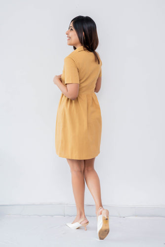 Marina Mini Linen Dolly Dress- Yellow