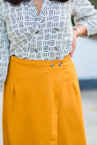 Carabelle Linen Wrap Skirt- Golden Yellow