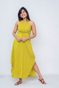 Mind Blowing You Halter Maxi Dress- Lime