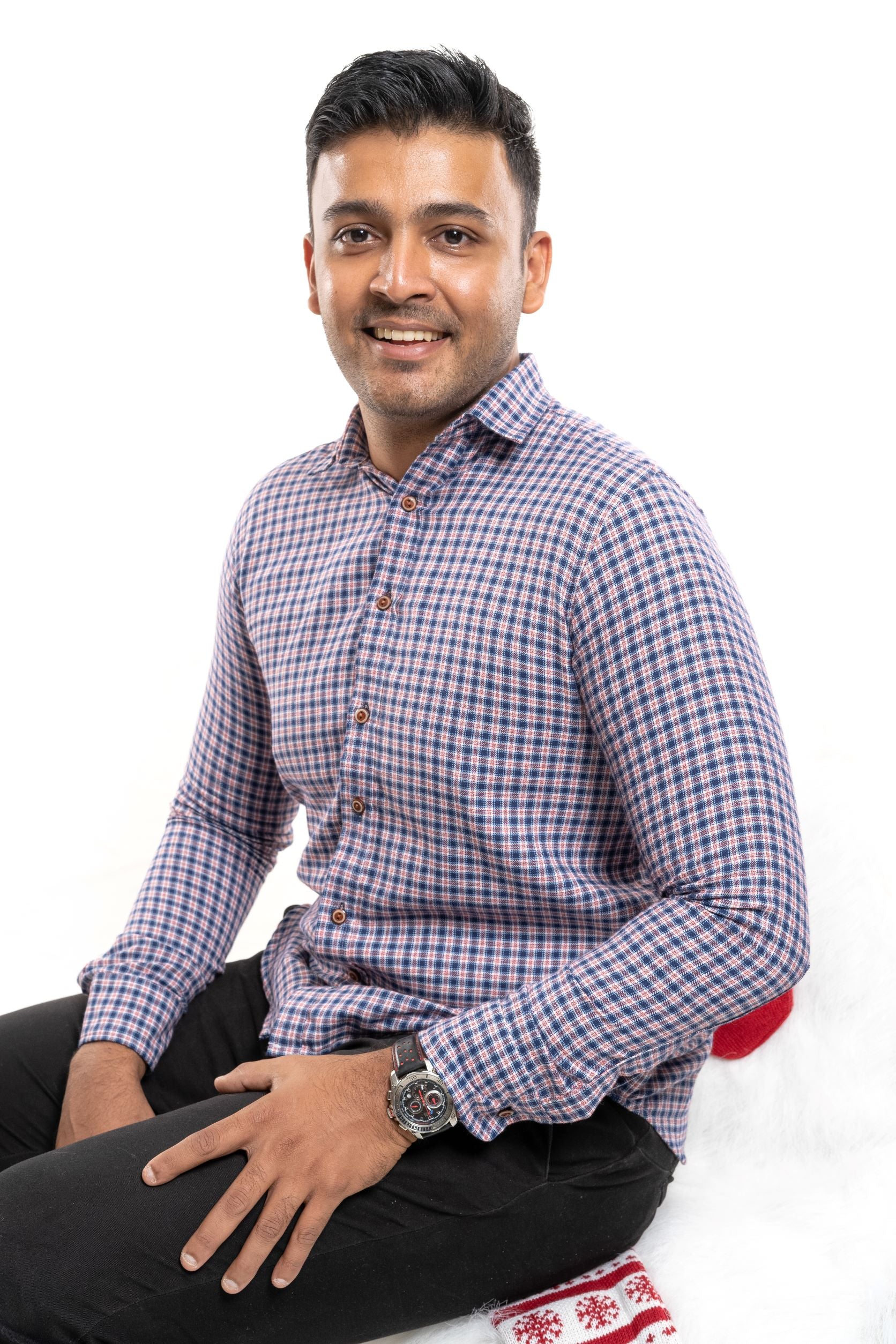 Christmas Pair Affaire Blue Checked Detail