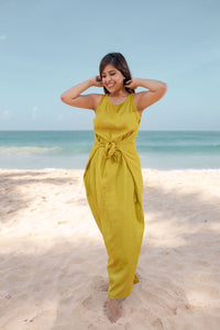 Sunny Soiree Tie Up Maxi Dress- Lemon